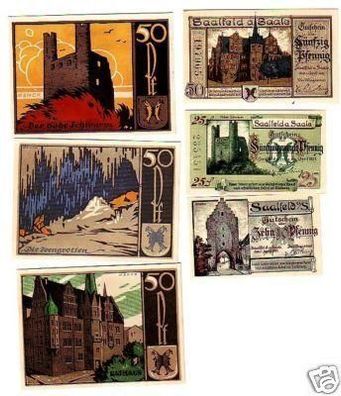 6 Banknoten Notgeld Stadt Saalfeld an der Saale 1921
