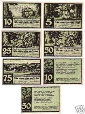 7 Banknoten Notgeld der Stadt Benneckenstein 1921