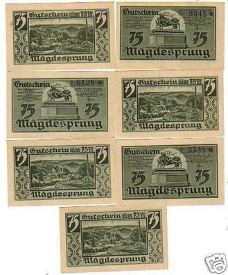 7 Banknoten Notgeld der Stadt Mägdesprung 1921