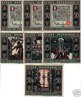 7 Banknoten Notgeld der Stadt Osterfeld in Westf. 1921