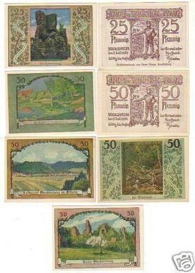 7 Banknoten Notgeld Gemeinde Stecklenburg 1921