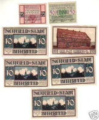 7 Banknoten Notgeld Stadt Bitterfeld 1920-1921