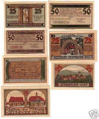 7 Banknoten Notgeld Stadt Gernrode Harz 1921