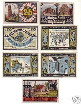 7 Banknoten Notgeld Stadt Lütjenburg 1921