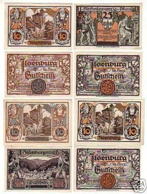 8 Banknoten Notgeld der Gemeinde Ilsenburg 1921