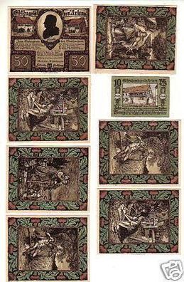 8 Banknoten Notgeld der Stadt Artern 1921