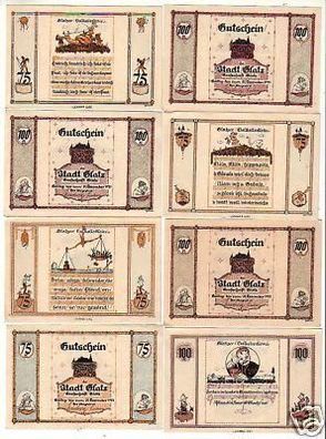 8 Banknoten Notgeld der Stadt Glatz Volkslieder um 1921