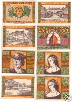 8 Banknoten Notgeld der Stadt Oranienbaum 1922
