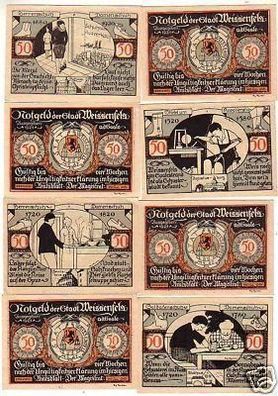 8 Banknoten Notgeld der Stadt Weissenfels 1921