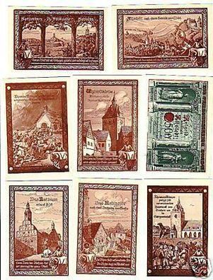 8 Banknoten Notgeld Stadt Allstedt 1921