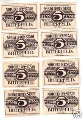 8 Banknoten Notgeld Stadt Bitterfeld 1921