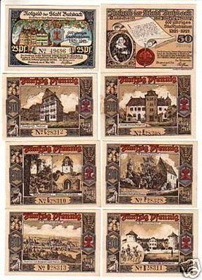 8 Banknoten Notgeld Stadt Butzbach in Hessen 1921