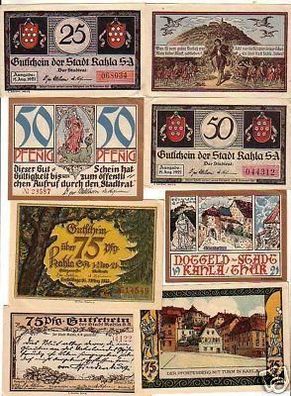 8 verschiedene Banknoten Notgeld Stadt Kahla 1921