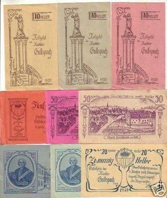 9 Banknoten Notgeld des Marktes Gallspach 1920