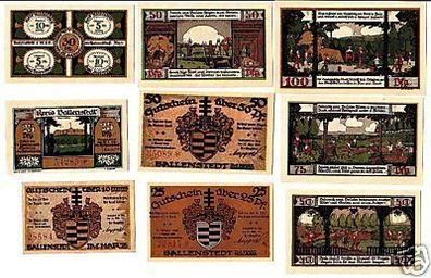 9 Banknoten Notgeld Kreis Ballenstedt 1921