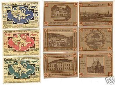 9 Banknoten Notgeld Stadt Weimar 1921