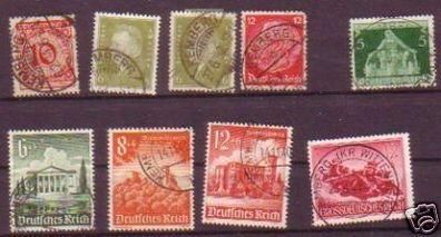 9 Briefmarken Deutsches Reich mit Stempel Kemberg