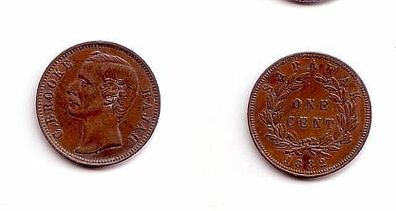 alte 1 Cent Kupfer Münze Sarawak 1882