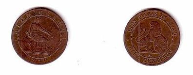alte 10 Centavos Kupfer Münze Spanien 1870