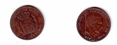 alte 10 Centavos Kupfer Münze Spanien 1879