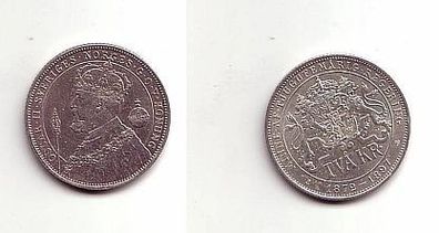 alte 2 Kronen Silber Münze Schweden 1897