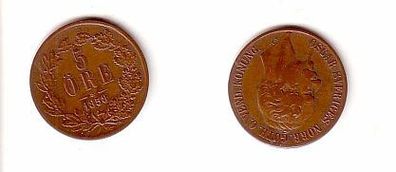 alte 5 Öre Kupfer Münze Schweden 1858