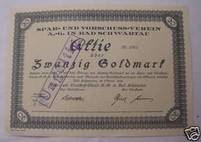 alte Aktie Spar- u. Vorschuss-Verein Bad Schwartau 1924