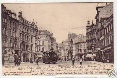 33297 Ak Barmen Alter Markt mit Straßenbahn 1905