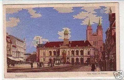 33468 Ak Magdeburg alter Markt mit Rathaus 1910