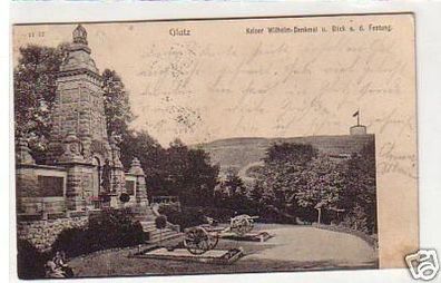 33685 Ak Glatz Kaiser Wilhelm Denkmal und Festung 1905