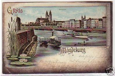 33738 Ak Lithographie Gruss aus Magdeburg 1901