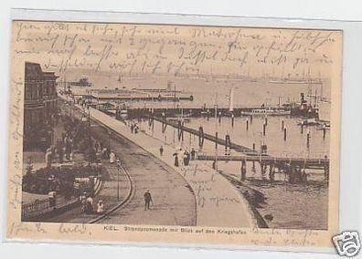 33748 Ak Kiel Strandpromenade mit Kriegshafen 1909