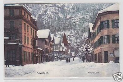 34218 Ak Meyringen Kirchgasse in Winter um 1910