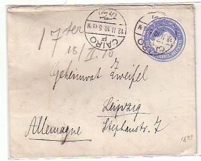34005 Ganzsachenbrief von Ägypten nach Leipzig 1910