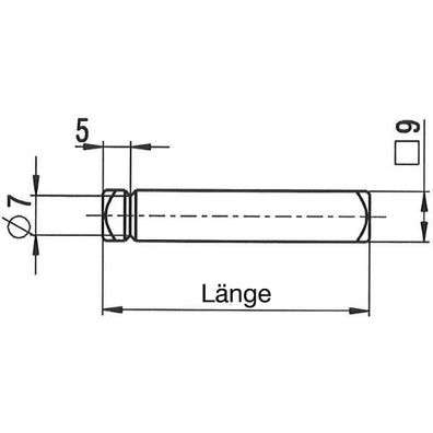 BKS Drückerstift einseitig für Standflügel 78440 55mm Stahl verzinkt