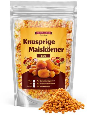 Feinwälder® 1kg geröstete Maiskörner extra knusprig - BBQ Geschmack - Mais-Snack