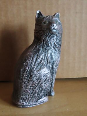 Figur Katze Gipsguß sitz aufrecht kupferfarben ca 10cm H