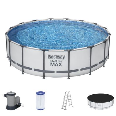 Steel Pro MAX™ Frame Pool Komplett-Set mit Filterpumpe Ø 488 x 122 cm lichtgrau