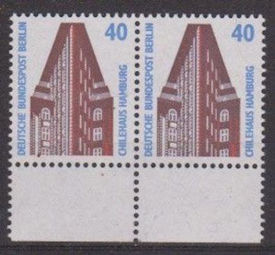 Berlin 1988 postfrisch SWK w Paar mit Unterrand MiNr. 816 Chilehaus in Hamburg