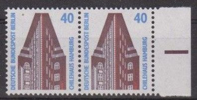 Berlin 1988 postfrisch SWK w Paar Seitenrand rechts MiNr. 816 Chilehaus in Hamburg