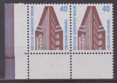 Berlin 1988 postfrisch SWK w Paar Ecke unten links MiNr. 816 Chilehaus in Hamburg