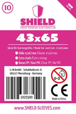 Shield 10 - 100 Super Premium Kartenhüllen für Kartengröße 43 x 65 mm