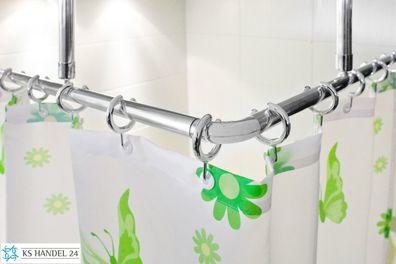 Winkelstange 150x150 cm Überlänge barrierefrei Chrom 2x Deckenhalterungen Badewanne