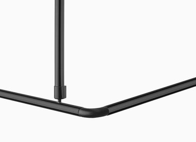 Winkelstange 150x150 cm Überlänge barrierefrei Schwarz 2x Deckenhalterungen Badewanne