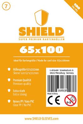 Shield 7 - 100 Super Premium Kartenhüllen für Kartengröße 65 x 100 mm