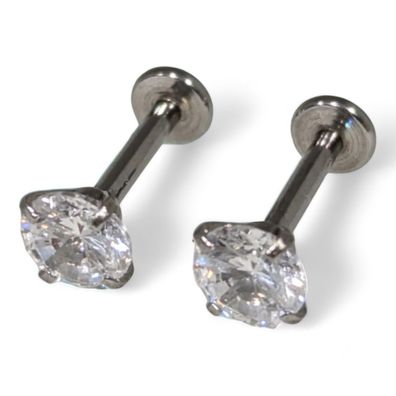 Ohrstecker Ohrpiercing Zirkonia 3mm-5mm Edelstein - Größe Edelstein: 3mm