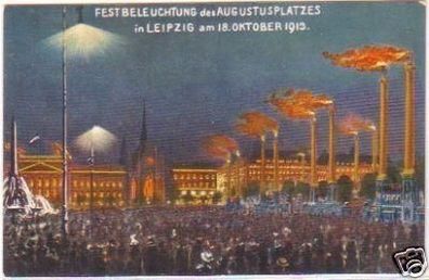15304 Ak Leipzig Festbeleuchtung des Augustusplatzes