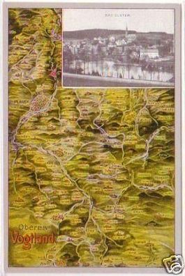 16000 Ak Bad Elster Landkarte oberes Vogtland um 1920