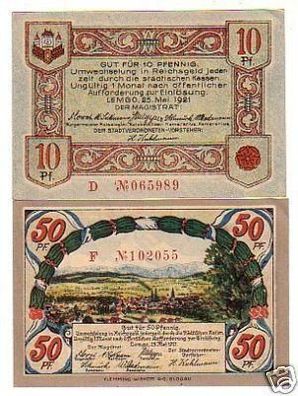 2 Banknoten Notgeld der Hansastadt Lemgo 1921