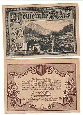 2 Banknoten Notgeld Gemeinde Klaus 1920